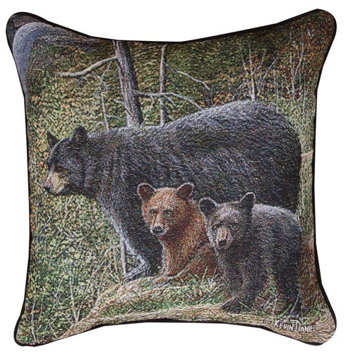 Bear and Cubs Tapestry Pillow Autumn Mist Manual Woodworkers